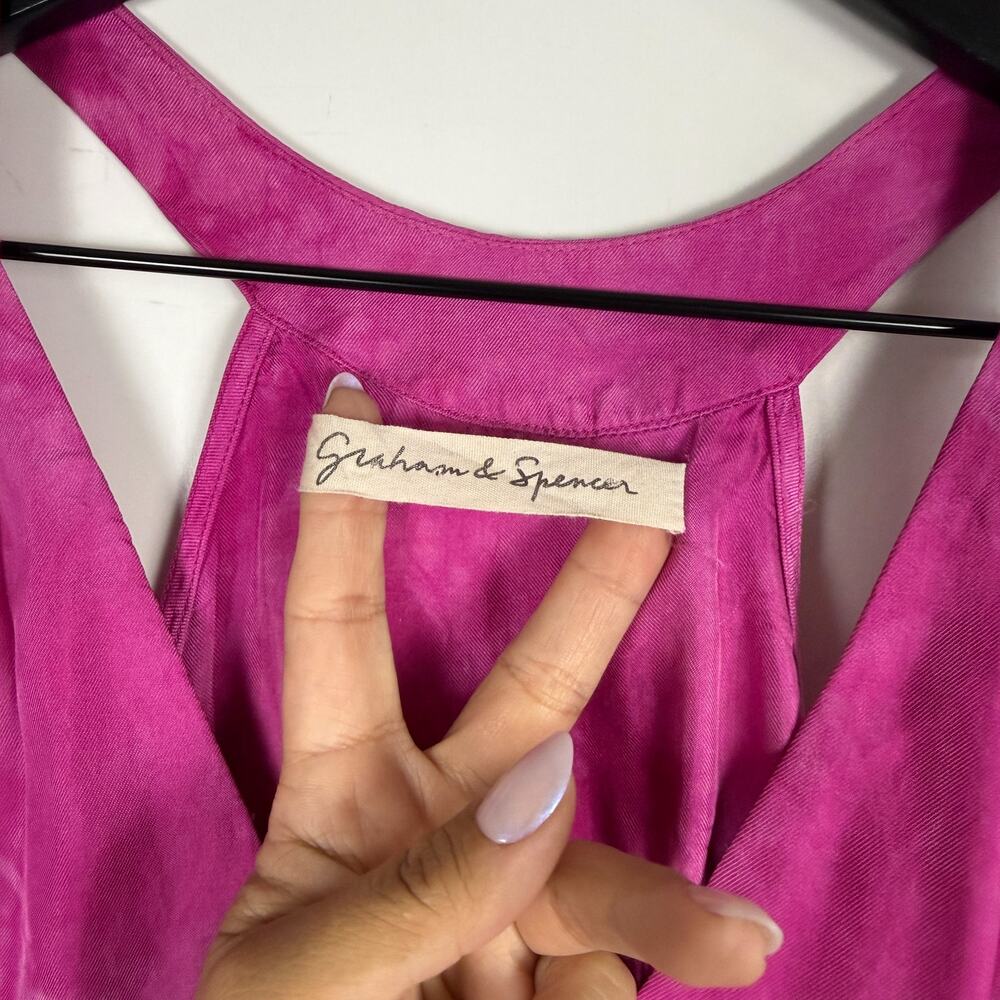 Graham & Spencer 100% Silk Tank Top Pink Tie Dye - S - Picture 3 of 8